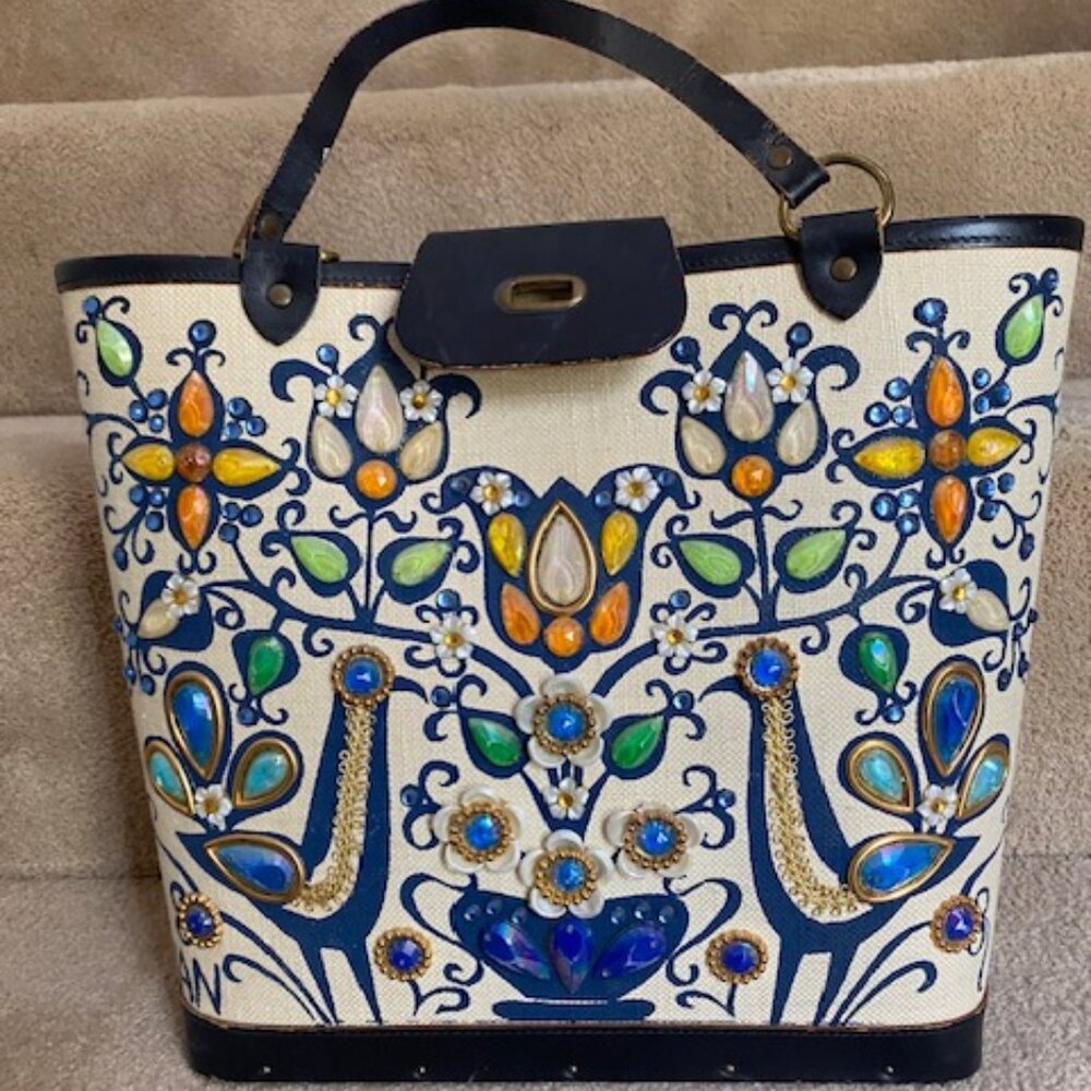 Enid Collins Pavan Peacock blue purse
